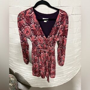 Maeve Red and Purple Long Sleeve Dress